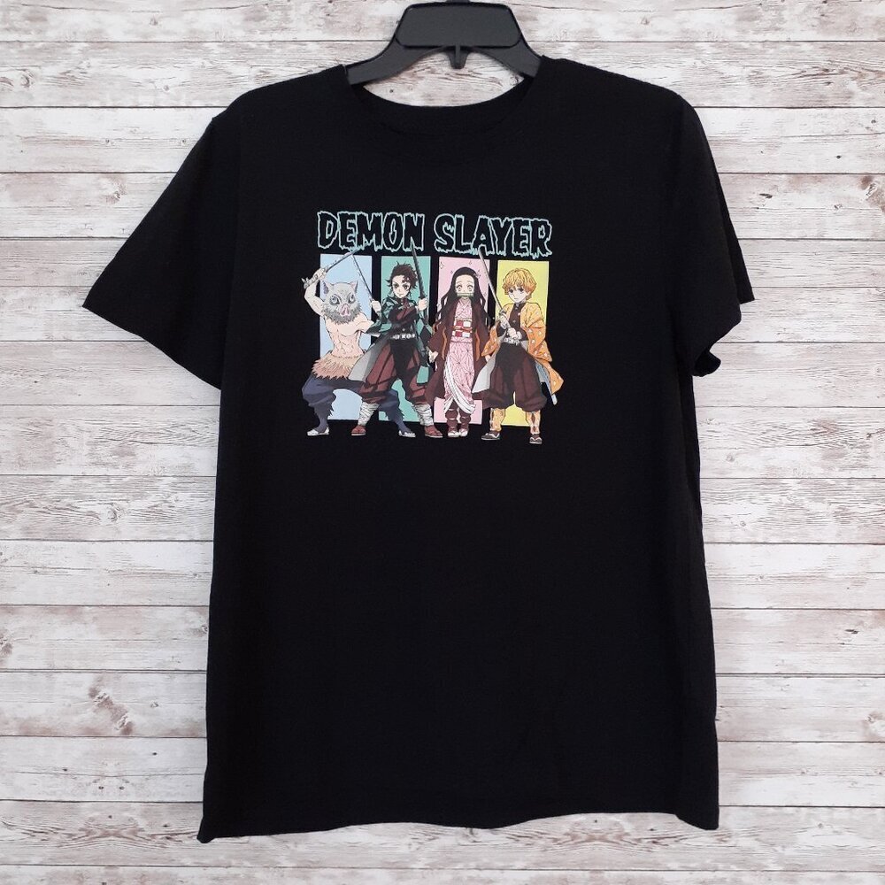 Demon Slayer Anime Shirt Size L Short Sleeve Black 896